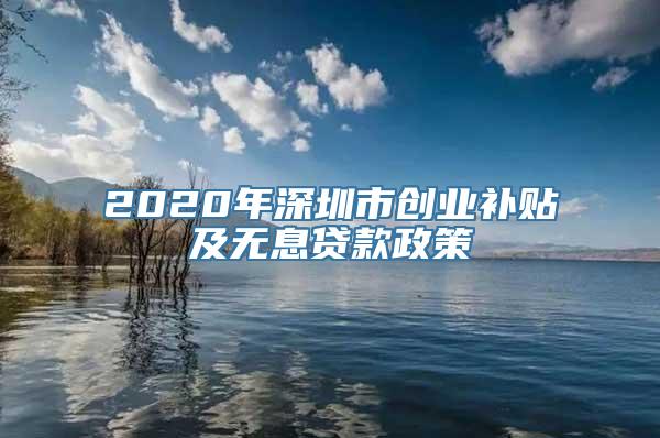 2020年深圳市创业补贴及无息贷款政策