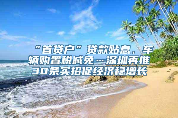 “首贷户”贷款贴息、车辆购置税减免…深圳再推30条实招促经济稳增长