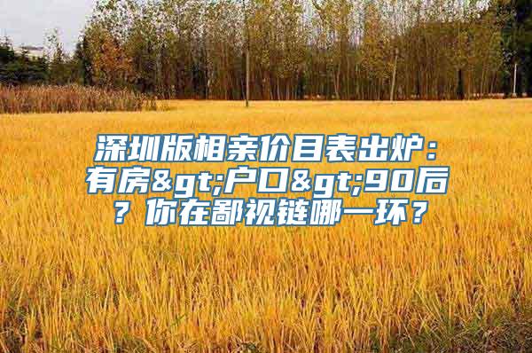 深圳版相亲价目表出炉：有房>户口>90后？你在鄙视链哪一环？