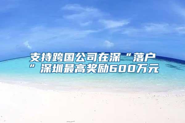 支持跨国公司在深“落户”深圳最高奖励600万元