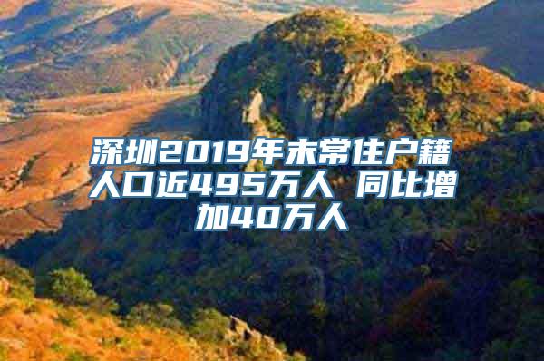 深圳2019年末常住户籍人口近495万人 同比增加40万人