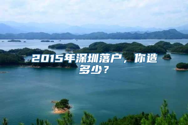 2015年深圳落户，你造多少？