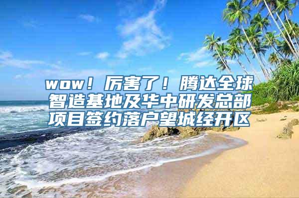 wow！厉害了！腾达全球智造基地及华中研发总部项目签约落户望城经开区