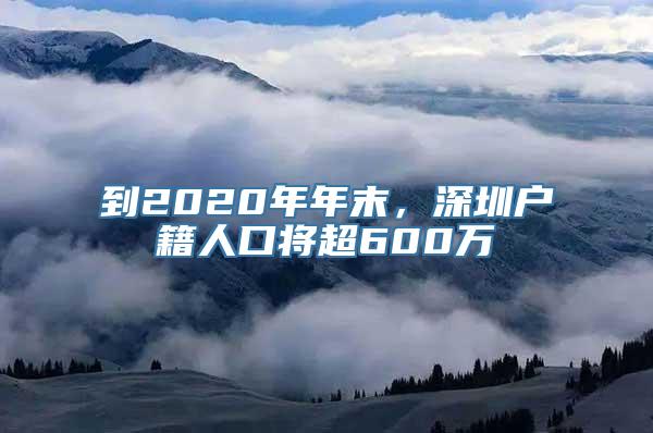 到2020年年末，深圳户籍人口将超600万