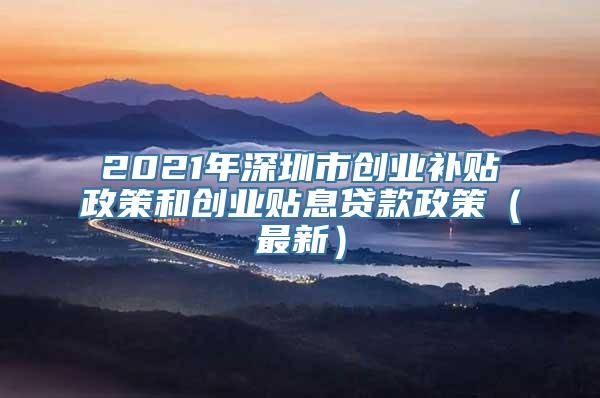 2021年深圳市创业补贴政策和创业贴息贷款政策（最新）