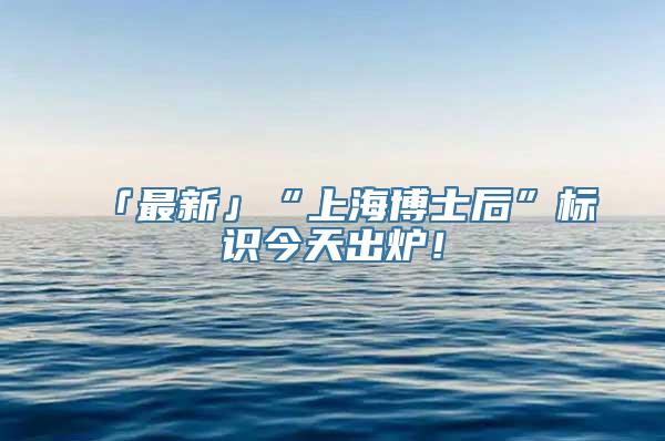 「最新」“上海博士后”标识今天出炉！