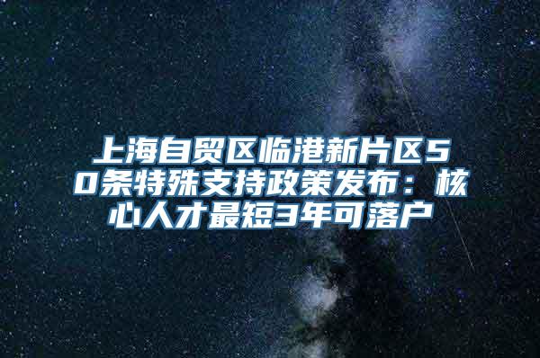 上海自贸区临港新片区50条特殊支持政策发布：核心人才最短3年可落户