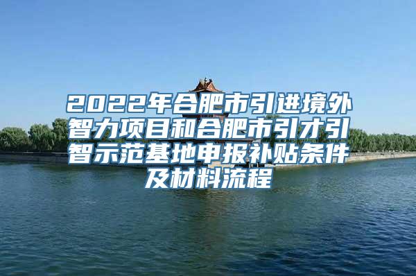 2022年合肥市引进境外智力项目和合肥市引才引智示范基地申报补贴条件及材料流程