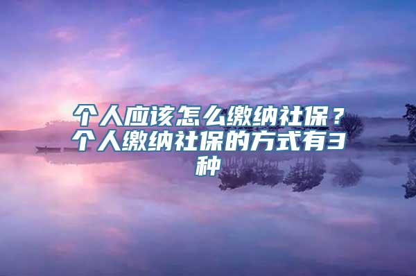 个人应该怎么缴纳社保？个人缴纳社保的方式有3种