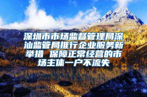 深圳市市场监督管理局深汕监管局推行企业服务新举措 保障正常经营的市场主体一户不流失