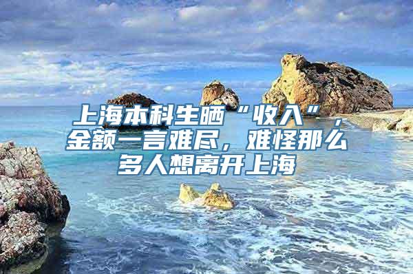 上海本科生晒“收入”，金额一言难尽，难怪那么多人想离开上海