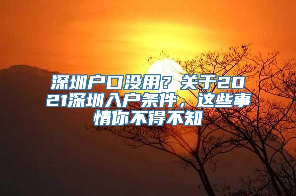 深圳户口没用？关于2021深圳入户条件，这些事情你不得不知