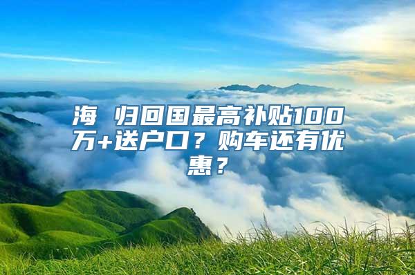 海 归回国最高补贴100万+送户口？购车还有优惠？