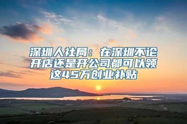 深圳人社局：在深圳不论开店还是开公司都可以领这45万创业补贴