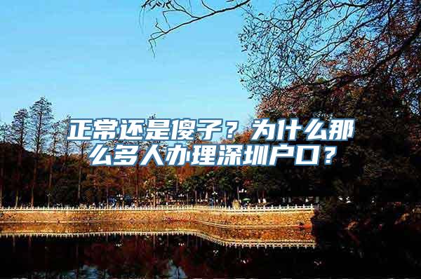 正常还是傻子？为什么那么多人办理深圳户口？