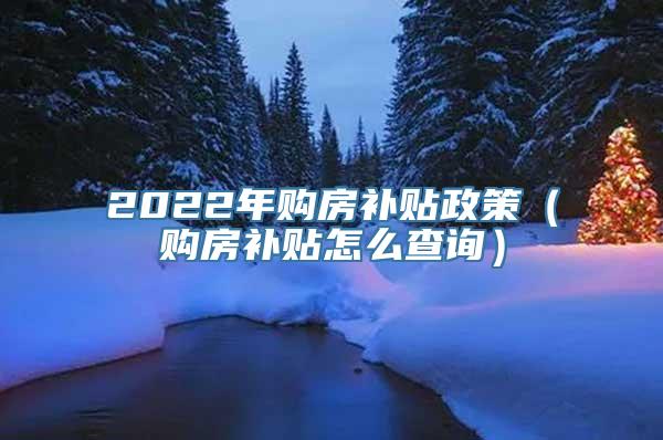 2022年购房补贴政策（购房补贴怎么查询）