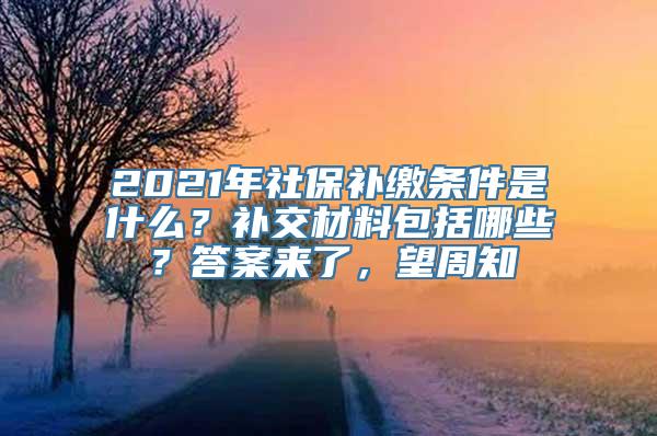 2021年社保补缴条件是什么？补交材料包括哪些？答案来了，望周知