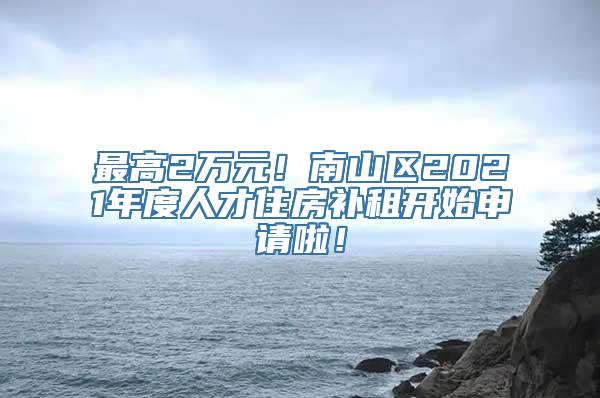 最高2万元！南山区2021年度人才住房补租开始申请啦！