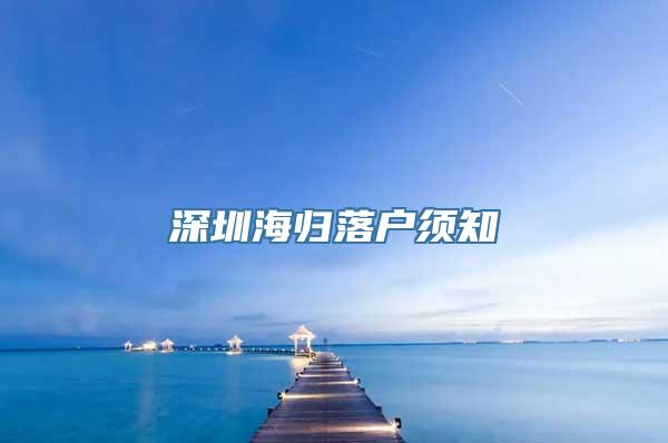 深圳海归落户须知