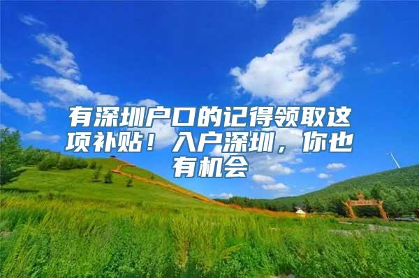 有深圳户口的记得领取这项补贴！入户深圳，你也有机会