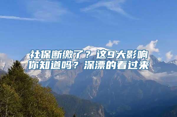 社保断缴了？这9大影响你知道吗？深漂的看过来