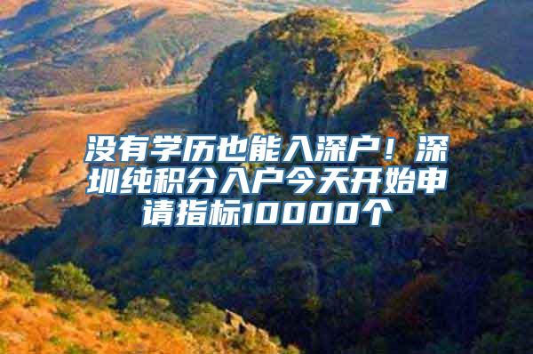 没有学历也能入深户！深圳纯积分入户今天开始申请指标10000个