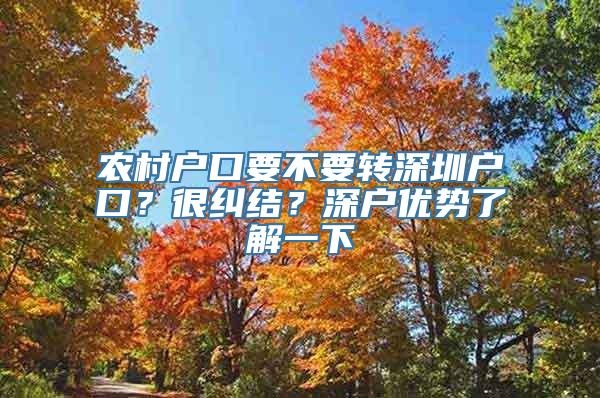 农村户口要不要转深圳户口？很纠结？深户优势了解一下