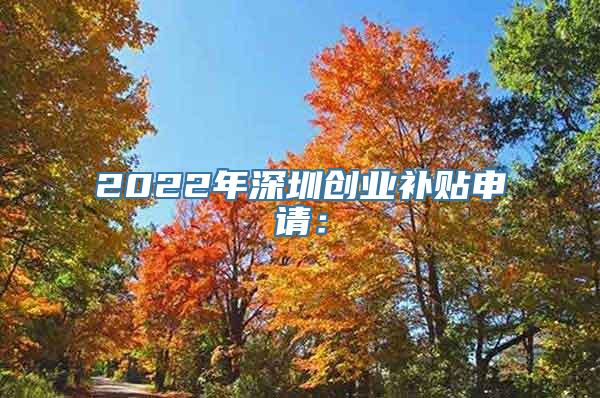 2022年深圳创业补贴申请：