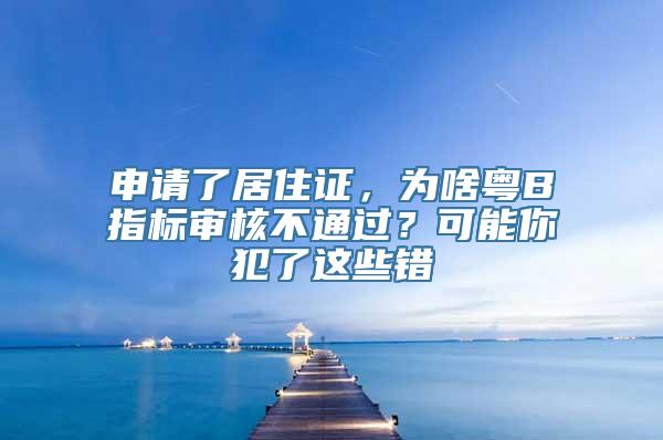 申请了居住证，为啥粤B指标审核不通过？可能你犯了这些错