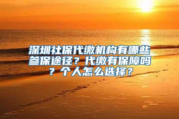 深圳社保代缴机构有哪些参保途径？代缴有保障吗？个人怎么选择？