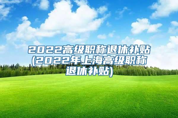 2022高级职称退休补贴(2022年上海高级职称退休补贴)