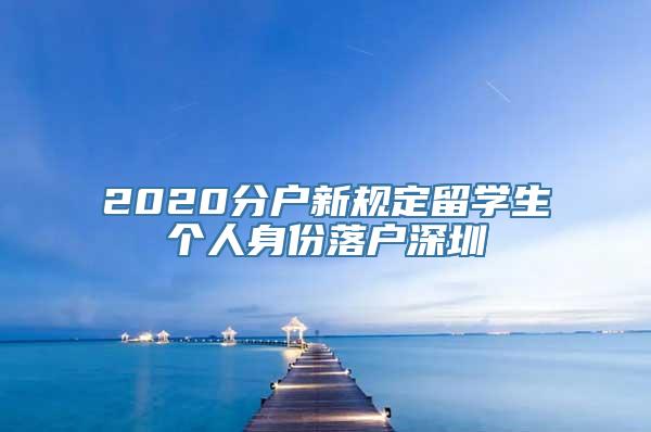 2020分户新规定留学生个人身份落户深圳