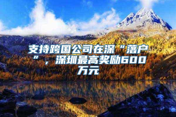 支持跨国公司在深“落户”，深圳最高奖励600万元