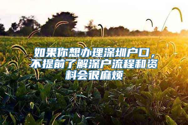 如果你想办理深圳户口，不提前了解深户流程和资料会很麻烦