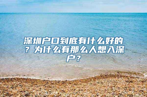 深圳户口到底有什么好的？为什么有那么人想入深户？