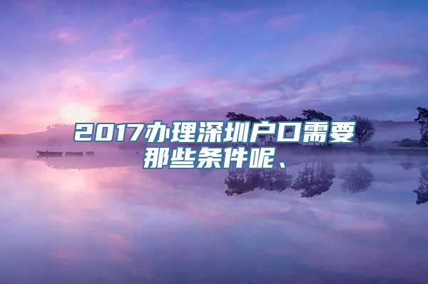 2017办理深圳户口需要那些条件呢、