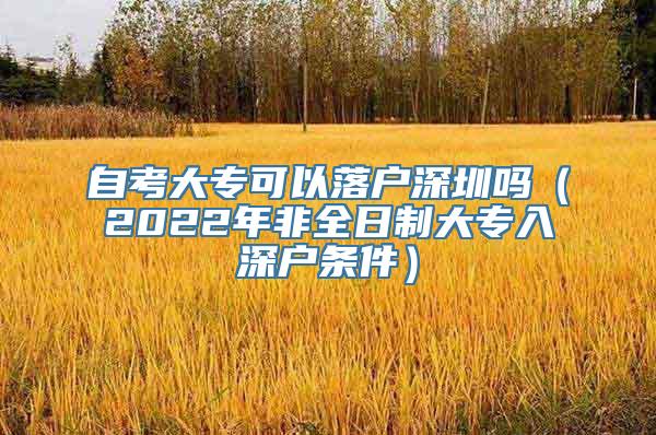 自考大专可以落户深圳吗（2022年非全日制大专入深户条件）