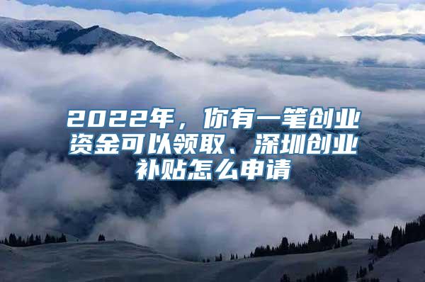 2022年，你有一笔创业资金可以领取、深圳创业补贴怎么申请