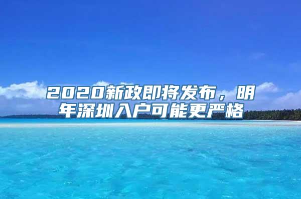 2020新政即将发布，明年深圳入户可能更严格