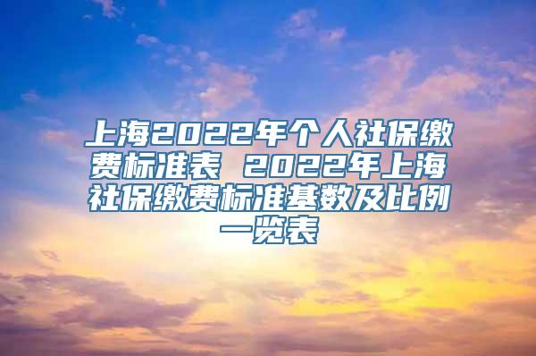 上海2022年个人社保缴费标准表 2022年上海社保缴费标准基数及比例一览表