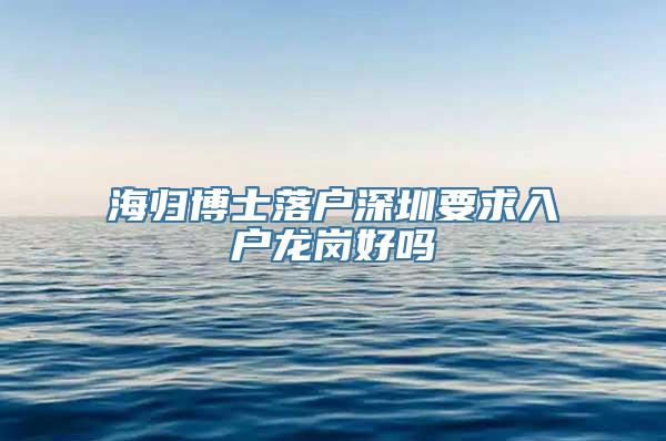 海归博士落户深圳要求入户龙岗好吗