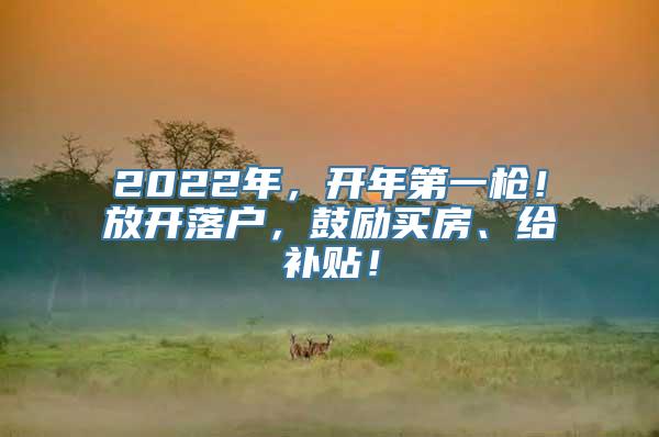 2022年，开年第一枪！放开落户，鼓励买房、给补贴！