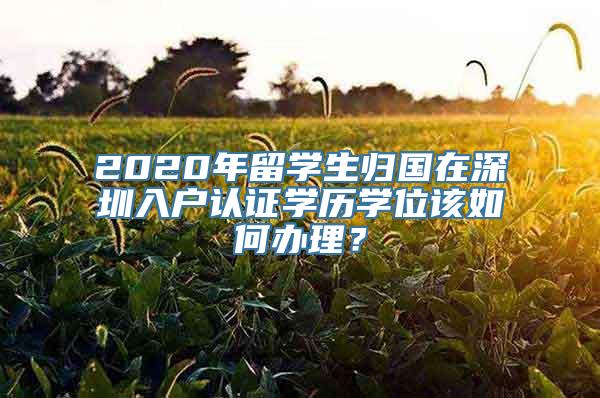 2020年留学生归国在深圳入户认证学历学位该如何办理？