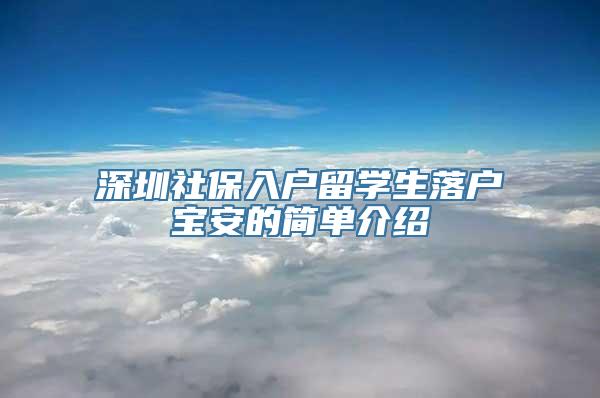 深圳社保入户留学生落户宝安的简单介绍