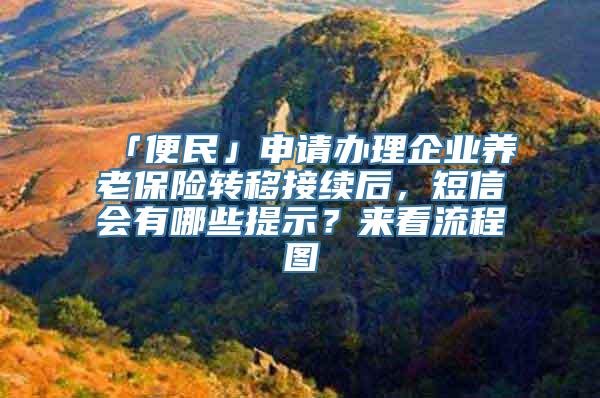 「便民」申请办理企业养老保险转移接续后，短信会有哪些提示？来看流程图