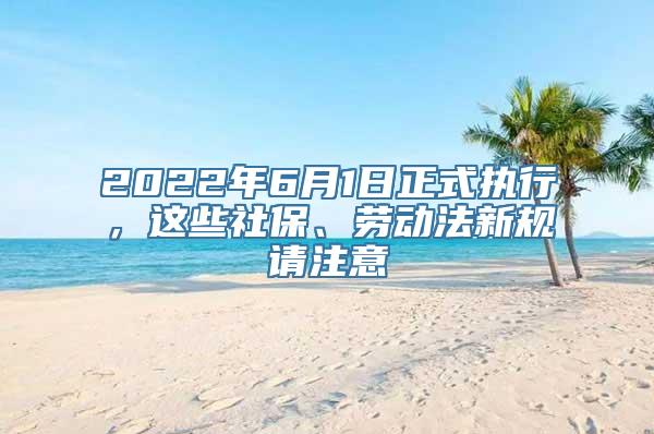 2022年6月1日正式执行，这些社保、劳动法新规请注意