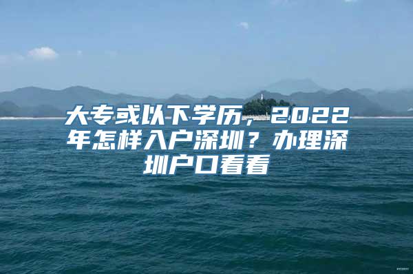 大专或以下学历，2022年怎样入户深圳？办理深圳户口看看