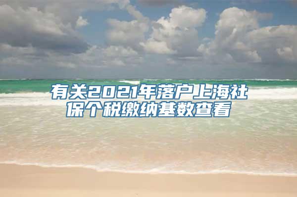 有关2021年落户上海社保个税缴纳基数查看