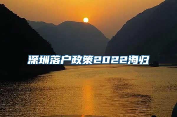 深圳落户政策2022海归