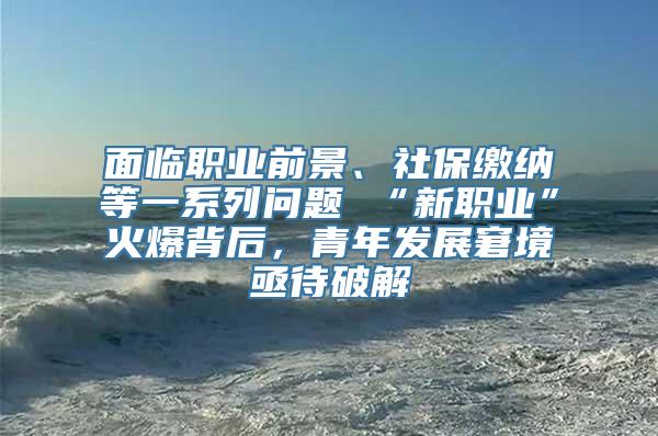 面临职业前景、社保缴纳等一系列问题 “新职业”火爆背后，青年发展窘境亟待破解